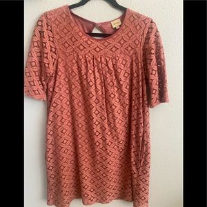 Ella Moss 3/4 sleeve, lace overlay babydoll dress